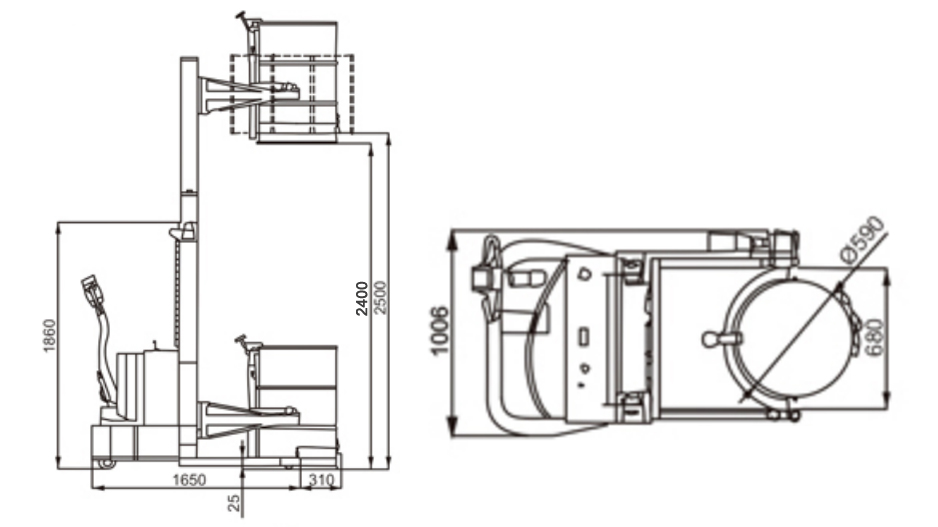 YL650 walkie type full electric drum dumper